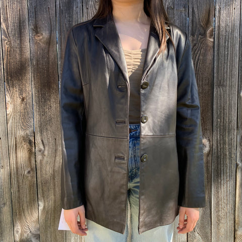 Vintage Black 1990’s Leather Jacket by Jones New York SZ MED #22