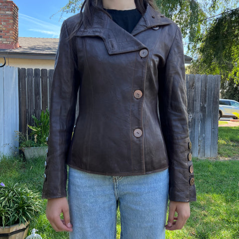 Vintage Brown Leather Jacket SZ S #8