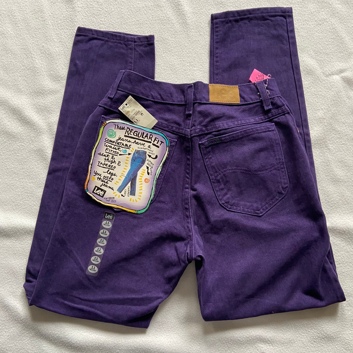 Vintage Purple Jeans 'jeanjer' Label Button Fly High Rise, Tapered Leg 27  High Waist 