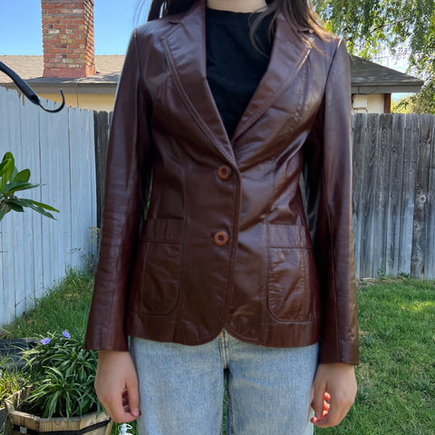 Vintage Leather Jacket by Miss Simone SZ S #10