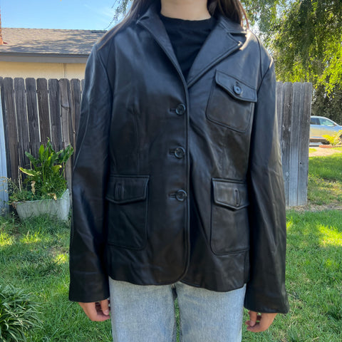 Vintage 1990 s Anne Klein Leather Jacket SZ L 12 AllVintageDenim
