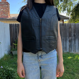 Vintage Black Leather Vest SZ L #15