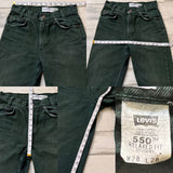 Vintage 1990’s DARK GREEN 550 Levi’s Jeans 24” 25” #1639